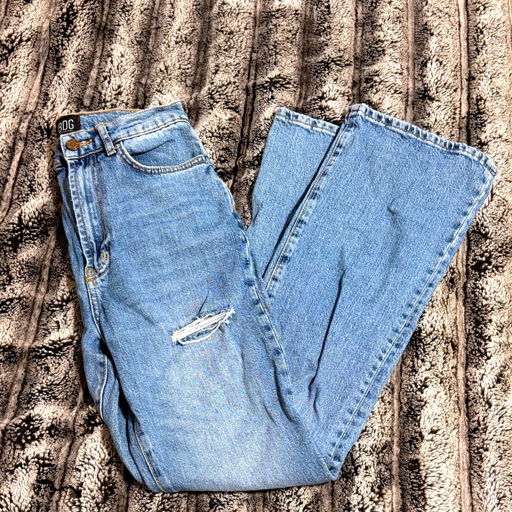 Super fun BDG Light Hi-Rise Blue Flare Jeans!